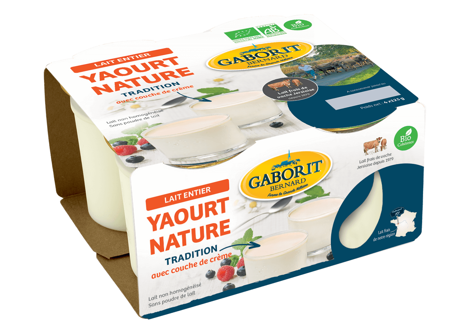 Gaborit Yoghurt vol natuur bio 4x125g
